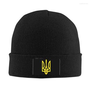 Berets bandeira da ucrânia crânios ucranianos gorros bonés para homens mulheres unisex tendência inverno quente tricô chapéu adulto bonnet chapéus