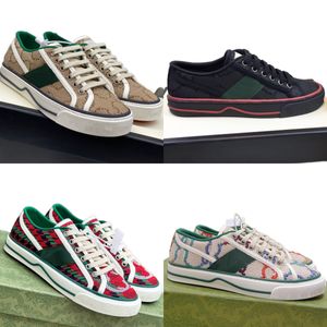 Designer Mulher Tênis Sapatos 1977 Sneaker High-Top Canvas Homem Sapatos Verde e Vermelho Web Stripe Borracha Sola Stretch Algodão Low Platform Sneaker com caixa tamanho 35-44