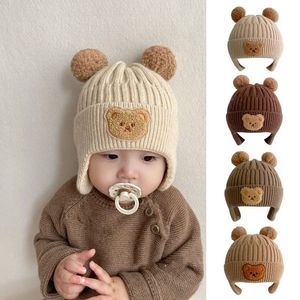 Caps Hats Winter Baby Beanie Cap Cartoon Bear Ear Protection Knitted Hat for Toddler Boys Girls Cute Korean Warm Kids Crochet Gorros 230915