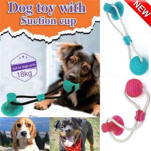 Pet Dog Self-playing Rubber Ball Toy w Suction Cup Interactive Molar Chew Toys for Dog Play Puppy TRB Toy Drop Y20032688