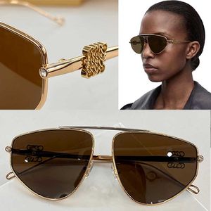 Spoiler novos óculos de sol aviador em metal Oval Moda Retro Womens Designer Óculos de Sol Lente Marrom Metal moldura fina mulheres Óculos de Condução LW40108U