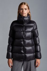 2023年秋の冬の女性のホワイトダックダウンパーカージャケットシングル胸筋の縞模様の女性のスリムショートコートmk23034-1