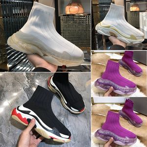 balencig Balenicass Quality Designer Triple Balencaiiga s Socks Top Shoes Sneakers Men Luxury Youthful Solid Color Black Stitching Platform Height Increasing Wom