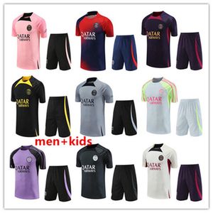 2023/24 PSG-Trainingsanzug, 23/24, Sportbekleidung, Herren-Trainingsanzug, kurzärmeliger Anzug, Fußball-Trikot-Set, Uniform, Chandal, Erwachsene, Kinder, Sweatshirt, Pullover-Sets