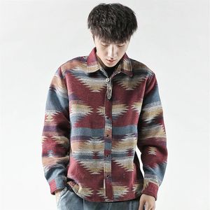 Långärmad flanell skjorta män vintage casual hip hop mens skjortor streetwear koreansk mode folk anpassad ull camisa masculina2032