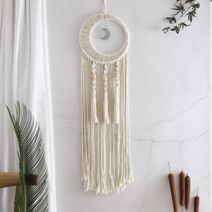 Figurine decorative Arazzi indiani fatti a mano Decorazione per la casa Appeso a parete Luna Dream Catcher Gioielli bohémien Ornamenti con nappe