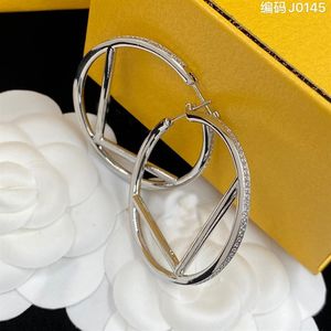2022 Kvinnor Hoops örhängen Diamond Hoops Fashion Womens Circle Gold Silver Earring Jewelry Luxurys Designer F Earrings Letter Studs319b