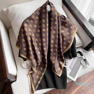 Silk Scarf Women Fashion Satin Shawl Scarves Big Size 90 90cm Square Hair Head Bandana Handkerchief288y