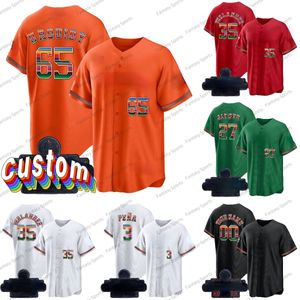 MESSICO 2 Alex Bregman Maglia da baseball ISPANICO Jeremy Pena Yordan Alvarez Jose Altuve Yuli Gurriel Justin Verlander Rosso Arancione Verde Maglie Uomo Personalizzato