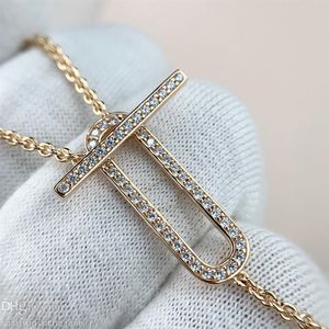 Ожерелье Дизайнерские ювелирные изделия Роскошный свадебный подарок Платиновые ожерелья из розового золота для женщин, длинные цепочки, цельные ожерелья оптом2374