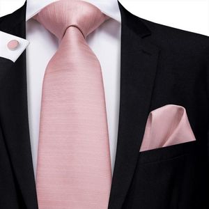 Neck Ties Hitie Designer Rose Gold Pink Solid Silk Wedding Tie för män Handky manschettknapp Mens slips Fashion Business Party Dropshi303w