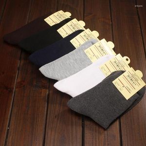 Meias masculinas 3 pares retro algodão solto outono inverno tricô cor sólida longo preto rosa coreano japonês meio tubo casual