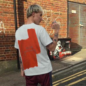 Tasarımcı ACW Erkek Moda Tshirt Bir tarafı soğuk duvar fırçalama boya grafiti boyama endüstriyel stil baskı trend gevşek yüksek cadde sis kısa kollu t-shirt acw3