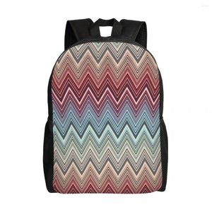 Рюкзак по индивидуальному заказу, многоцветный шикарный зигзагообразный зигзагообразный мужской женский повседневный рюкзак для школьных сумок в стиле бохо