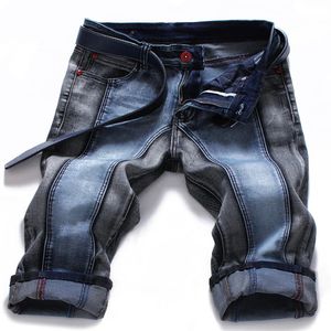 Calças de brim masculinas estilo verão retalhos calças curtas dos homens de alta qualidade casual curto plus size276h