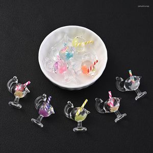 Charms 10st Charm Clear Glowing Magic Power Cup Harts Drinks Drycker flaskor hänge för smycken som tillverkar halsband örhänge