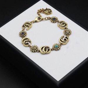 Luxury Design Bangles Brand Letter Bracelet Chain Famous Women 18K Gold Plated Crystal Rhinestone Pearl Wristband Link Chain Coupl245T