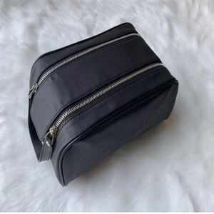 26CM Borsa da toilette da uomo di alta qualità di fascia alta moda doppia cerniera da donna lavano sacchetti per cosmetici di grande capacità trucco da toilette Pouch sr242s