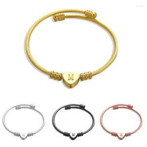 Link pulseiras de aço inoxidável fio trançado pulseira titânio em forma de coração cor de ouro moda feminina
