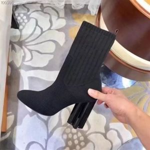 Women Designer Boots Silhouette Ongle Boot Black Stretch High Heel Sock Boots and Flat Sock Sneaker Boot Winter Women Shoes 0233