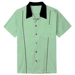 Camicie casual da uomo SISHION 2021 Camicia da uomo grigio marrone verde ST118 Bottone in cotone Classico retrò da bowling Taglie forti Slee210G