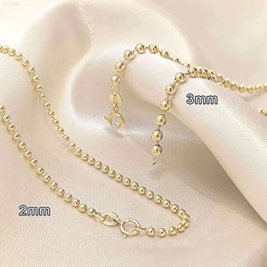 Mode smycken grossist italiensk solid kedja 2mm 3mm pärlguld bulk AU750 för kvinnor män halsband