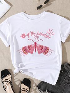 女性用Tシャツ夏の女性グラフィックスウィートピンクプリントショートリーブクルーネックTシャツTシャツ服服カジュアルファッション韓国ティートップス