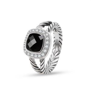 Ed Wire Pierścienie pryzmatyczne czarne pierścienie damskie modne srebrne mikro diamenty modne wszechstronne style237s
