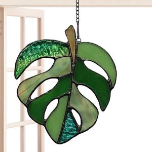 Decorative Figurines Window Suspended Leaves Acrylic Glass Style Ornament Suncatcher Green Fake Pendant For Summer Birthday