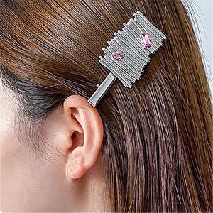 Fermagli per capelli Ins Francese Metallo Striscia A pieghe Fantasia geometrica Per donna Forcina Forma casuale Copricapo Rosa Diamante Di tendenza Unico Fermaglio a becco d'anatra