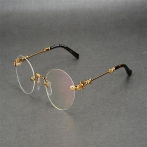 ユニセックスヴィンテージビジネスデザイン楕円形のリムレス合金光学眼鏡フレームシルバーゴールドブランドミオピアハイパーピアゴーグルアイウェア265K