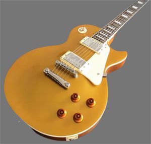 Novo padrão de guitarra elétrica de fábrica chinesa, top dourado com protetor de creme, hardware cromado.