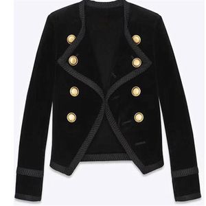 Cappotto da donna autunno nuovo design alla moda doppio petto manica lunga vita sottile giacca corta in velluto casacos SMLXL280k