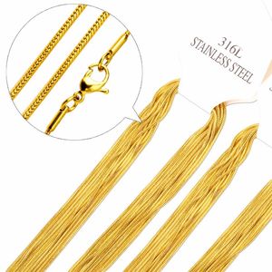 10pcs lots Stainless Steel Snake Chain Necklace Gold Steel Color Necklaces Pendants With Lobster Clasp inoxidable266S