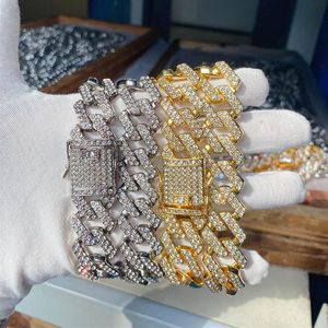 Zincirler Erkek 20mm genişliğinde buzlu cz cut cuban bağlantı zinciri hip hop bling heavy tıknaz sağlam kalın gergin kolye takılar 8 inç-2 inç204e