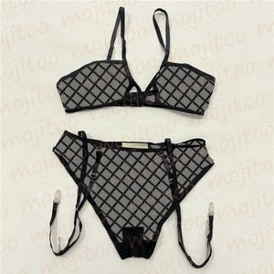 Womens Underwear Mesh Letter Bras Briefs Sets Summer Beach Splits Swimsuit See Through Sexy Underwears299L