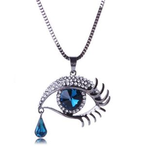 New Magic Teardrop Collier Bijoux Vintage evil eye Necklace & Pendants Angel Tears Austrian Crystal Necklace Collar Long Chain HJI275f