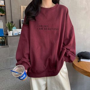 デザイナーTシャツファッションレディースプルオーバーシャ​​ツシートシャツラウンドネックシンプルレター学生トップルーズレディースセーターxxl