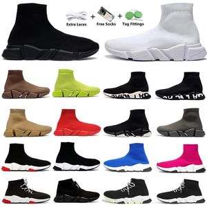 Çorap Rahat Ayakkabılar Erkek Kadın Sneaker Örgü Örgü Moda Üçlü Siyah Beyaz Kırmızı Yeşil Neno Oreo Kırmızı Sarı Grafiti Koyu Lacivert Erkek Eğitmenler Spor Sneakers 36-45