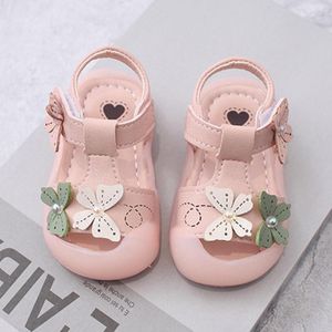 Sandals Infant Baby Girl Summer Cloes Toe Shoes With Butterfly Anti Slip Rubber Sole Toddler Prewalker First Walking