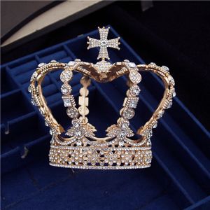 Headbands Hair Jewelry Baroque Gorgeous Cross Crown Charm Diadem Bridal Head Jewelry Prom Party Hair Tiaras Ornaments 230918