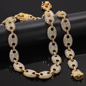 2019 Mens Marine Link Chain 8inch Pulseira Set Iced Out Bling Chain Colar 16inch 18inch 20inch 22inch 24inch Link Chain Bracele254F