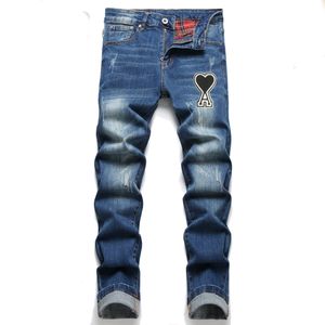 Мужские джинсы Robin Джинсы в стиле пэчворк. Джинсовые брюки скинни. Облегающие эластичные джинсы с вышивкой. Мужские рваные джинсы, размер дырок 29-38, синие.