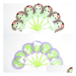 Fans Lovely Cartoon Seven Leaf Fan Summer Hand-Held Plastic Students Folding Small Portable Mini Children Kids Gift Drop Delivery Toys Dhdqv