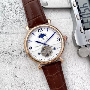 2023 New luxury mens watches tourbillon automatic Mechanical watch designer high quality European Top brand moon Phase leather strap Fashion sport style
