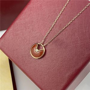 diamond necklace luxury necklaces designer jewelry woman 18K rise gold shell agate amulet pendant Necklace fashion jewelrys for birthday party gifts