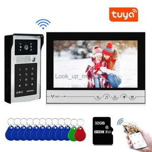 Dzwonki do drzwi 9 -calowe WiFi wideo do drzwi Tuya Waterproof Outdoor System Income Smart Home Door Telefon Kamera z kartą identyfikacyjną hasło HKD230918