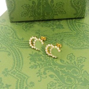 Fashion Women Diamond Stud Earring Designer Gold Hoops Earrings Silver Double Letters Love Earring G Jewelry Valentine Day Gifts