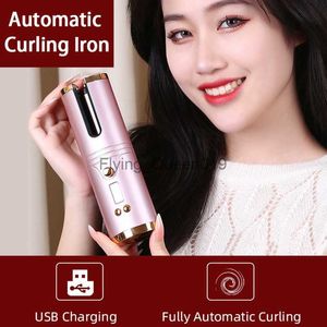 Hair Curlers Straighteners Rechargeable Automatic Hair Curler Portable Hair Curling Iron LCD Display Ceramic Curly Rotating Curling Wave Styer 220624 HKD230918