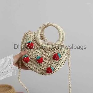 Totes Shoulder Bags Cute Cherry Small Fresh Straw Bag Hand-woven Strawberry Messenger01